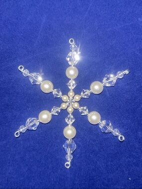 Pearl and Crystal Snowflake Holiday Ornament - White